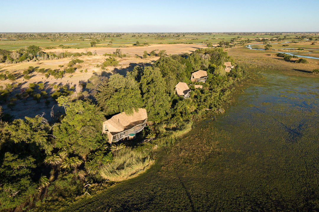 aerial view of the suites at Jao Camp Wilderness Botswana
