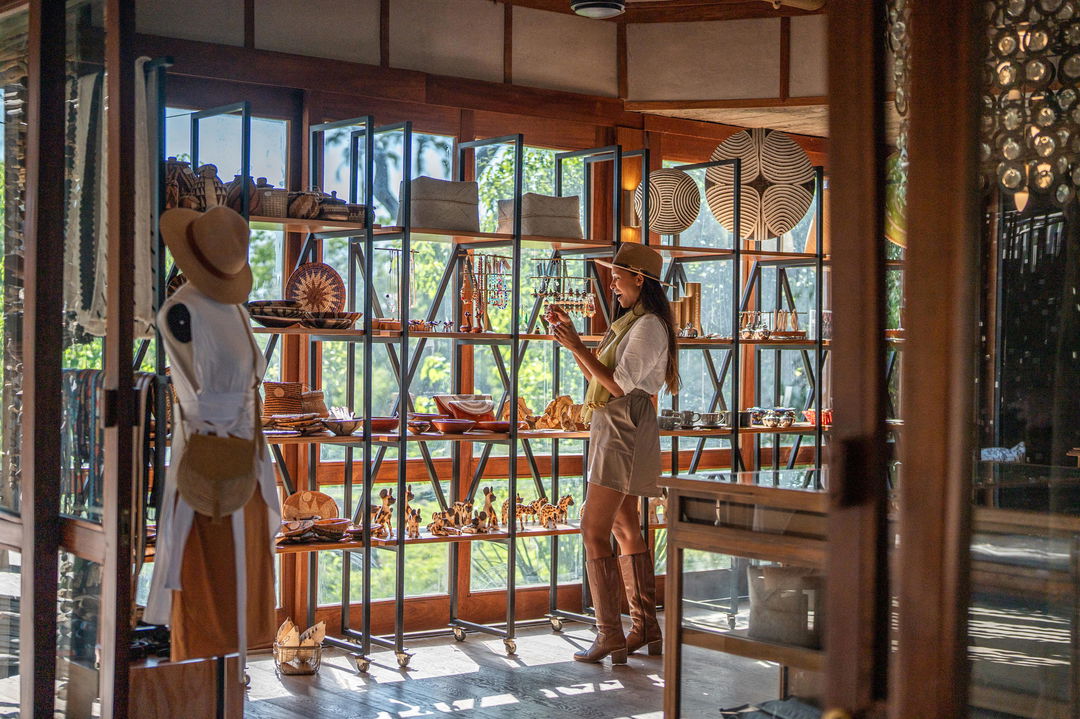 guest in the safari shop of Wilderness Mombo Camp Okavango Delta