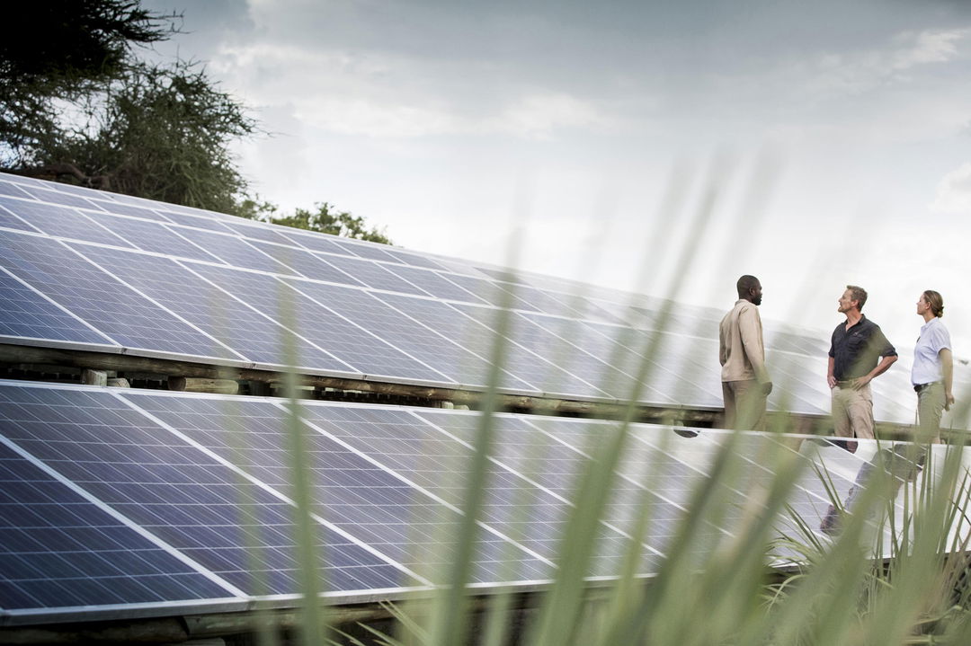 solar installation at Wilderness Mombo Camp in the Okavango Delta