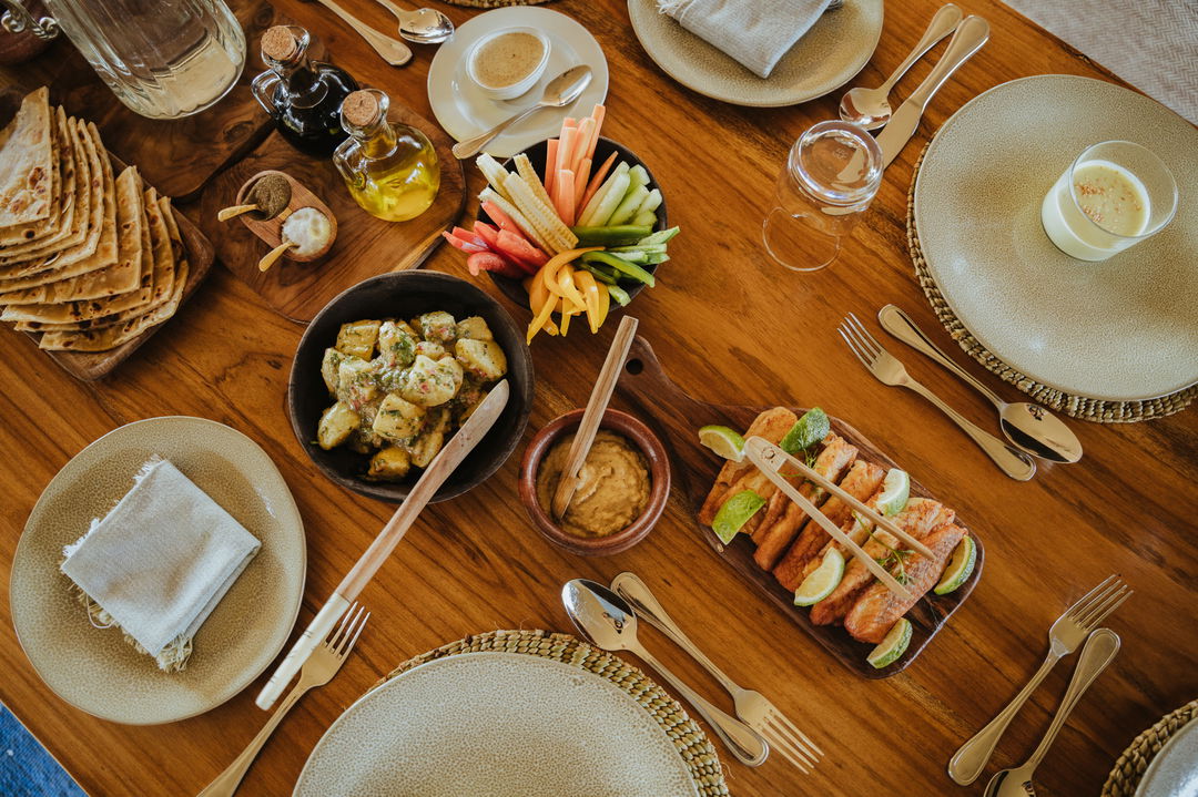 food plated on a table for guests by Wilderness Usawa tented camp Serengeti