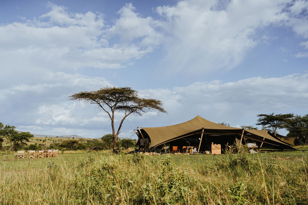 outside a tent of Wilderness Usawa tented camp Serengeti
