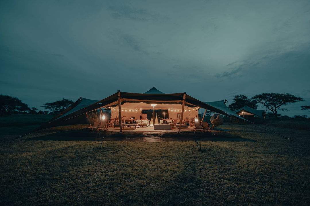 evening view from outside the tents at Wilderness Usawa tented camp Serengeti
