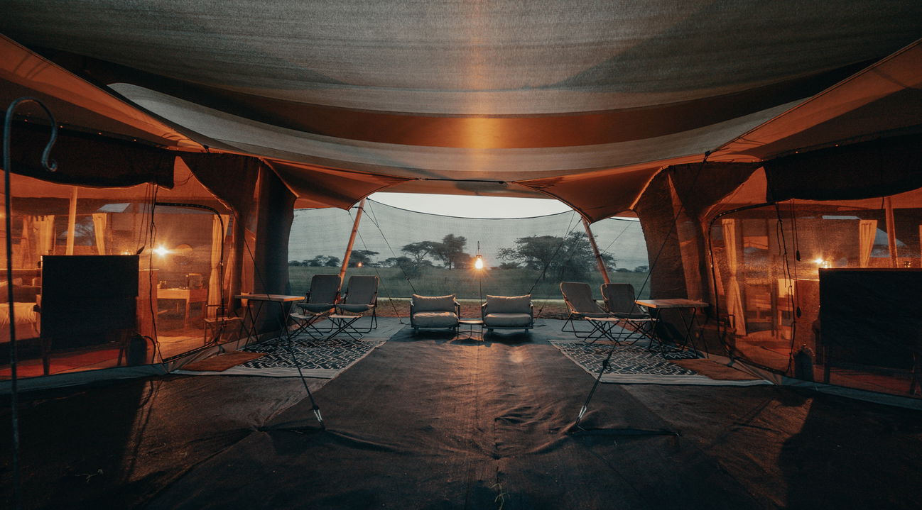 view from inside the family tent at Wilderness Usawa tented camp Serengeti