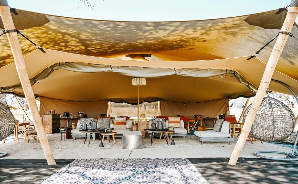 main lounge of Wilderness Usawa tented camp Serengeti