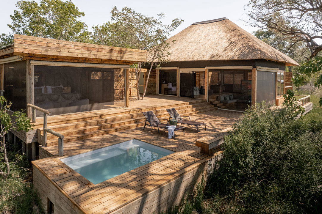 pool deck at Vumbura Plains Camp Wilderness Okavango Delta