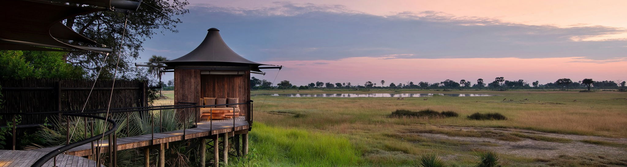 afternoon view from deck of Xigera safari lodge Okavango Delta Bostwana