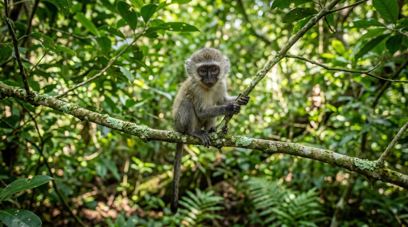 Vervet monkey (Chlorocebus pygerythrus) at Sodwana Bay Lodge
