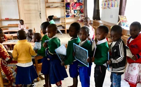 Children learning in Mufindi at Foxes Community and Wildlife Conservation Trust