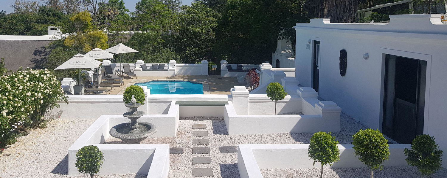pool and spa area at 5 star De Kloof Luxury Estate boutique hotel and spa Swellendam Western Cape South Africa