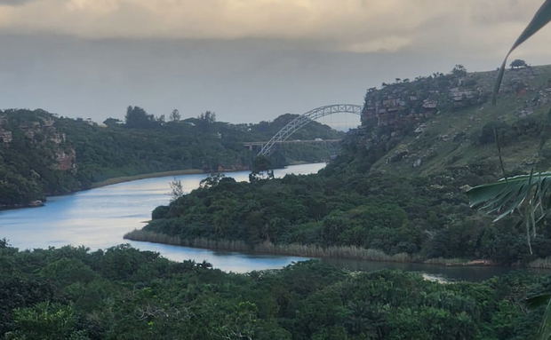 river and bridge view from Cabana 5 at Umtamvuna View Cabanas river and bridge view from Cabana 5 at Umtamvuna View Cabanas