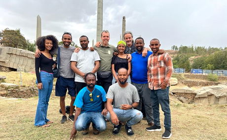 The team visiting the famous stelae fiel in the centre of Axum in Tigray The team visiting the famous stelae fiel in the centre of Axum in Tigray
