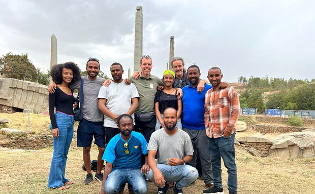 The team visiting the famous stelae fiel in the centre of Axum in Tigray The team visiting the famous stelae fiel in the centre of Axum in Tigray