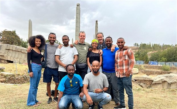 The team visiting the famous stelae fiel in the centre of Axum in Tigray