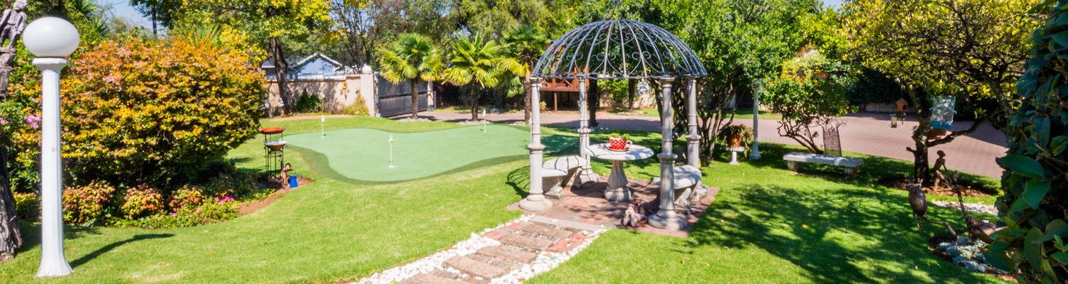 View of the gazebo with the putting green