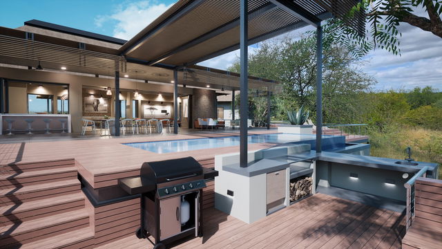 Amani Safari Camp pool and deck in Klaserie Private Nature Reserve